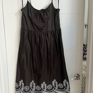 Elegant Brown and White Embroidered Dress